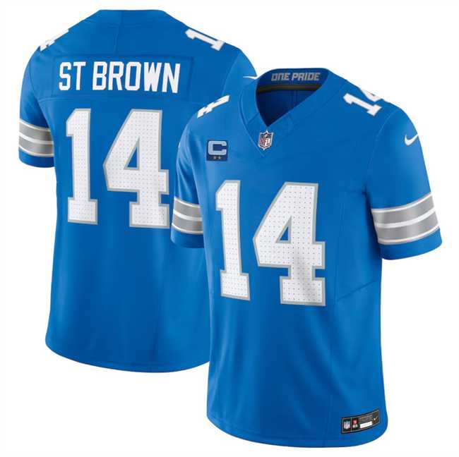 Men & Women & Youth Detroit Lions #14 Amon-Ra St. Brown Blue 2024 F.U.S.E. With 2-Star C Patch Vapor Limited Stitched Jersey